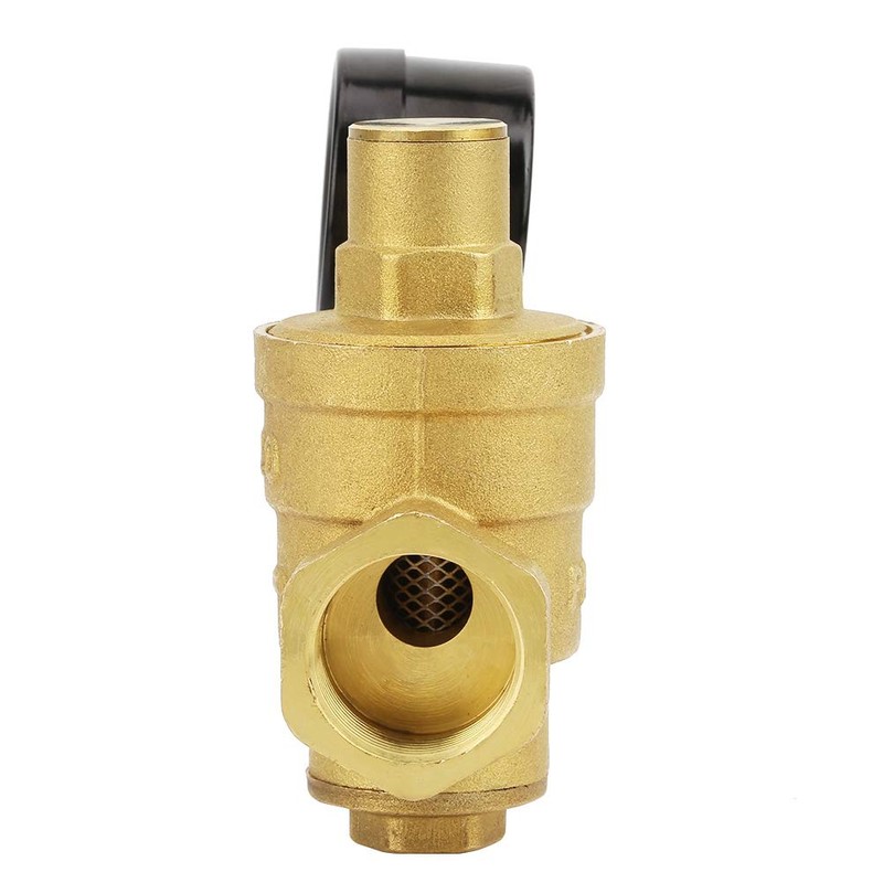 DN20 Einstellbarer Messing-Wasserdruckregler, Druckminderventil Druckregelventil mit Manometer für Horizontale Rohre