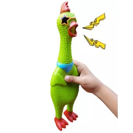 Unbranded Rubber Chicken Toy - Squeaky fun screaming 12.5 inch tall - Unique Green Design