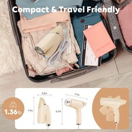 Portable Steamer for Clothes, 1000W Travel Iron Wrinkles Remover with Brush, 25s Fast Heat-up, Handheld Clothe Steamers 100ml Water Tank for Home Travel Office (120V Only)