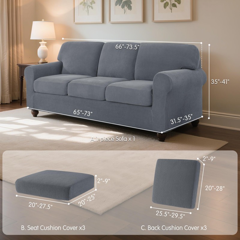 SUBRTEX 7 Pieces Stretch Sofa Slipcover Sets Couch Cover Sets