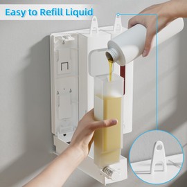 VITVITI Shampoo and Conditioner Dispenser for Shower, Refillable Shower Soap Dispensers 3 Chamber Wall Mounted, 10.2 OZ No Drill Plastic Shower/Body Wash Bottles for Bathroom (White)