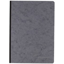 Clairefontaine - Ref 795405C - Age Bag Clothbound Notebook (192 Pages) - A5 Size, Plain Rulings, 90gsm Brushed Vellum Paper - Grey Leather Effect Cover