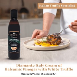 Diamante Italy Cream of Balsamic with White Truffle Vinegar of Modena IGP - Gourmet & Luxurious Vinegar for Dressing, Dipping & Glazing - Non GMO & Made in Italy - 250ml