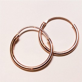 Hoop Earrings Nose Rings, Rose Gold Over Sterling Silver, 14mm, Hoops,Free Polish Cloth & Keeper Bag, Cartilage,Nose, Lips