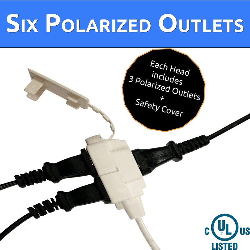 W4W, Twin Extension Cord Power Strip - 18 Foot Cord