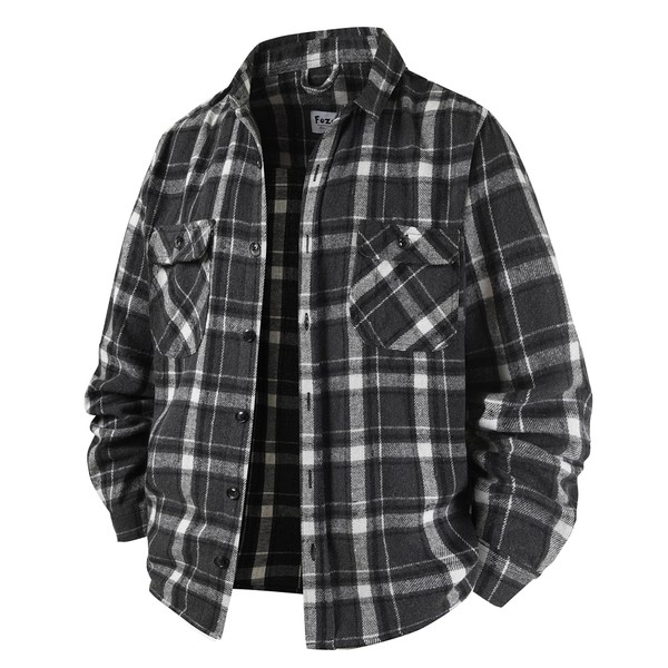 Fozexi Men's Flannel Shirt Button Up Jacket Shirts Casual Fall