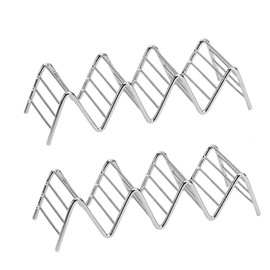 tooloflife Taco Holder 2 Pack Stainless Steel Wave Taco Tray Stand for Tortillas Burritos Hot Dogs Can Hold 3 or 4 Tacos