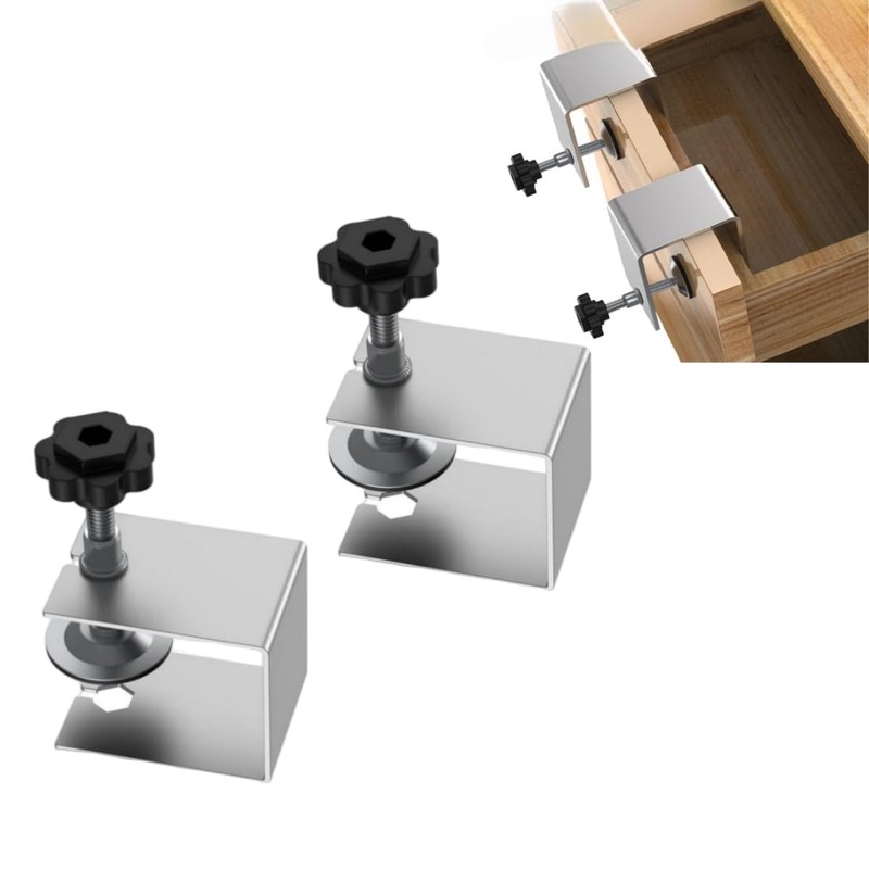 2 Pcs Silver Drawer Fixing Clips, Drawer Front Installation Clamps,