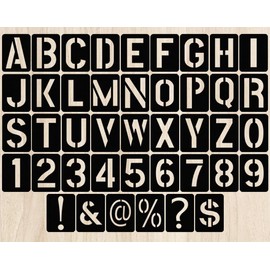 Aililong 42-Piece Letter Stencil Set, Reusable Stencils for Wooden Signs, Painting and DIY Art Projects - Stencils Letters and Numbers, 10 cm, Washable