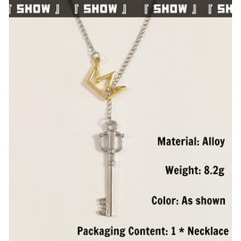 QKEOISUD Sora Keyblade Weapon Pendant Necklace, Classic Game Theme Kingdom Crown Stainless Steel Forgotten Blade Necklace, Fans Cartoon Jewelry Gift