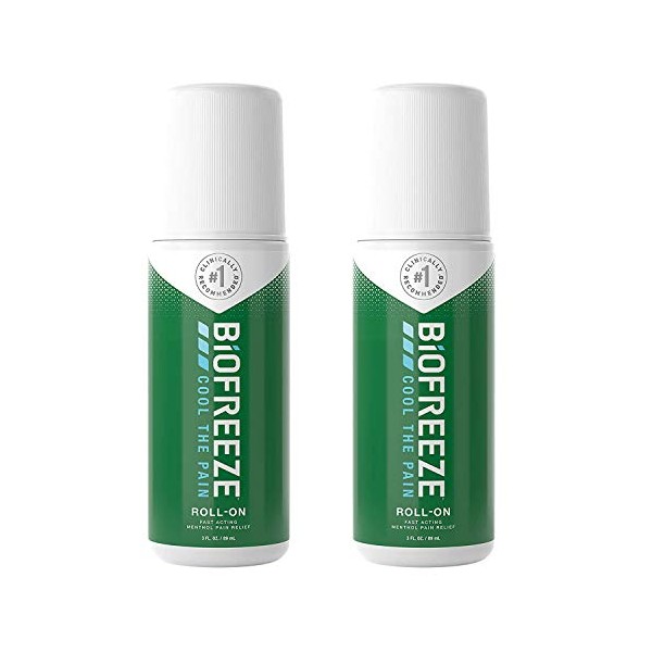 Biofreeze Pain Relieving Roll-On, 89ml, 2 Pack Bundle, Cooling Topical Analgesic, On-the-Go Use, Long Lasting, Soothing, Targeted Pain Relief, Cold Therapy, Fast Acting for Muscle, Joint, & Back Pain