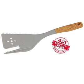 FLIPFORK 4-n-1 NYLON (not for grilling) Multi Cooking KITCHEN Utensil with Spatula, Fork, Dicer, Herb Grinder- Works On All Stoves and Griddles (WHITE OAK)