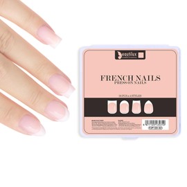 Beautilux French Press on Nails 120 Pieces, 4 Different Models Nails for Sticking, 15 Sizes, Soak Off Nails for Home Manicure (FJP120-02)