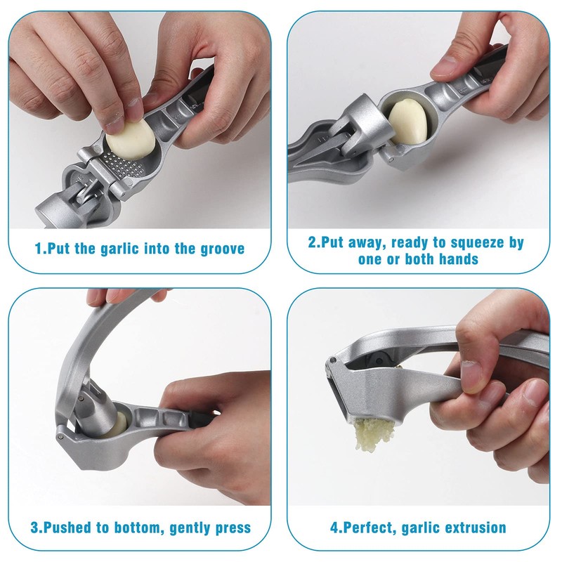 Garlic Press, Garlic Mincer Easy-squeeze Ergonomic Handle, Rust Proof, No