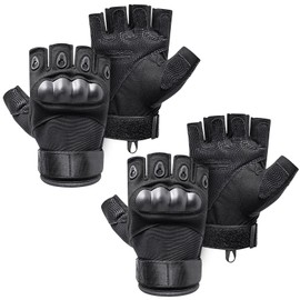 CubePlug Mens Breathable Padded Fingerless Motorcycle Gloves Half Finger Gloves for Cycling Hiking Climbing Outdoor Sports (2*Black, XL)