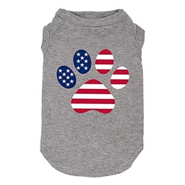 Weokwock American Flag Dog Shirt - 4th of July Funny Graphic T-Shirts & Sport Vest (X-Large, Grey)