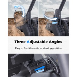 KEMIMOTO Mirrors UTV Side Mirror Compatible with CFMOTO UFORCE 1000 1000 XL 2019-2025, 2.4-4.3inch 360° Adjustable SXS UTV Telescoping Rear View Mirror(Not Fit Door)