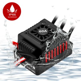Hobby Fans Upgraded 60A Brushless ESC 2-3S Electronic Speed Controller with Programming Card Waterproof ESC for 1/10 Remote Control Car Truck