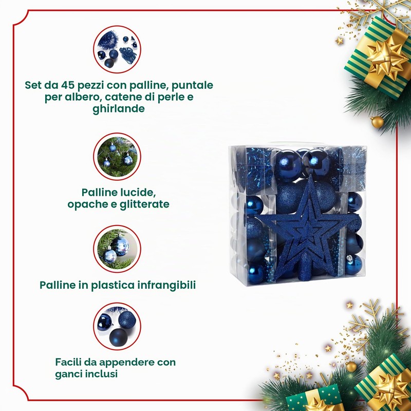 HEITMANN DECO - Addobbi per albero di Natale, colore blu,