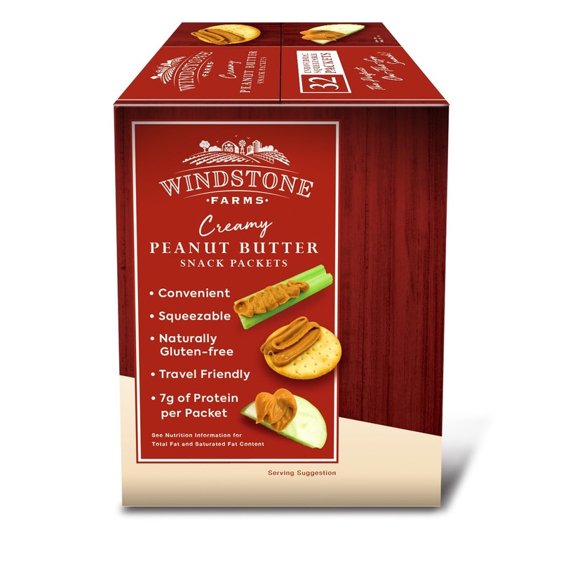 Windstone Farms Creamy Peanut Butter 32ct 1.15oz Snack Packet, 1.15oz