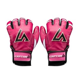 CEPTORS Juniper Batting Gloves Short Cuff- Premium Nappa Leather, Handcrafted, Water-Resistant - Durable Professional Baseball Gloves - Youth-Short Cuff - Magenta/Black - Large