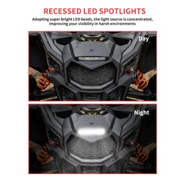 Sport Hood Scoop with LED Lights for Can-Am Maverick X3 XDS XRS MAX Turbo RR 2017-2025 Accessories, Black Sport Hood with Accent Auxiliary Driving Spotlight