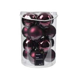 Kaemingk Glass Christmas Baubles, 8 cm, Pack of 16, Matte & Glossy, Large Christmas Tree Baubles for Christmas, Christmas Tree Decorations & Christmas Tree Decorations Berry, Pomegranate