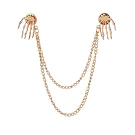 Skull Chains Brooch Collar Pin,Punk Chain Tassel Brooch for Men Women,Retro Skull Claws Suit Pin Coat Lapel Pin for Men's Accessories