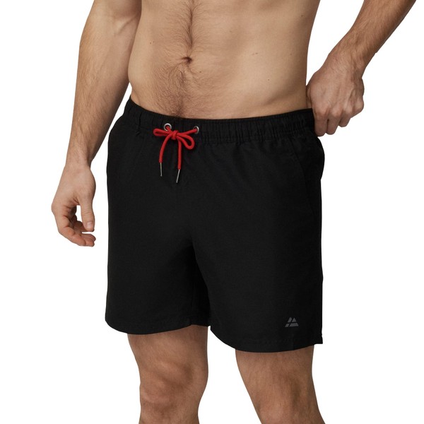 DANISH ENDURANCE Mens Swimming Shorts with Mesh Lining, Quick Dry, Beach Shorts, Black, XL