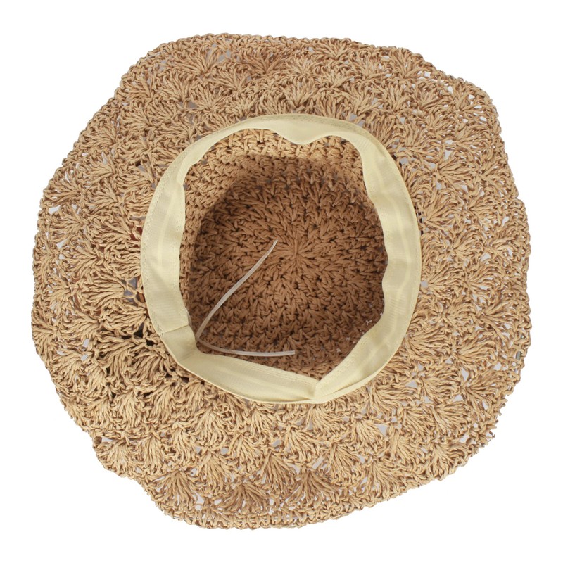 Milya Straw Foldable Sun Hat with Wide Brim Flowers Straw