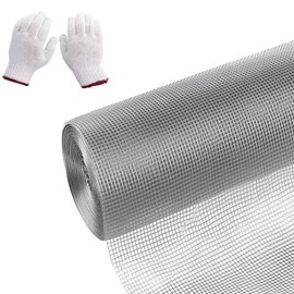 YLJNGUS 304 Stainless Steel Mesh Screen - 20 Mesh 15.7"x9.8FT(40cmx300cm) Fine Wire Mesh with Protective Gloves Window Screen Roll 1mm Hole Filter Woven Wire for Vent, Home, Prevent Mouse Mice Snakes