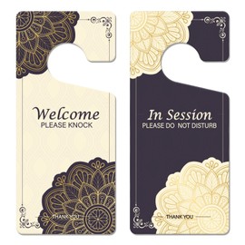 In Session Door Sign for Therapists - 2 Pack (Double Sided) Please Do Not Disturb Door Hanger Sign for Therapy Treatment Consultation PVC Welcome Door Sign 9"x4"