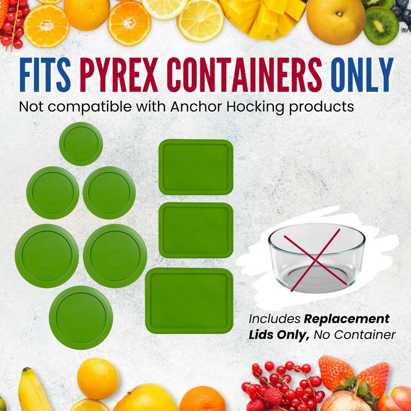 Replacement Lids for Pyrex Containers (1) 1-Cup (2) 2-Cup (2)