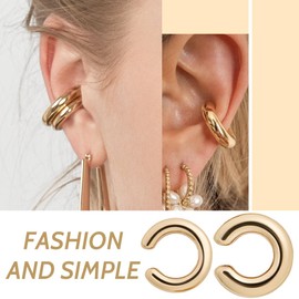 AFCJLTO Earrings for Women Ear Cuff for Women Cuff Earrings with Clip Vintage Thick Round Huggie Hypoallergenic Fake Ear Cuff Girls Gifts, Gifts for Valentine's Day