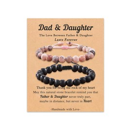 Dad Gifts from Daughter Birthday Gift for Dad Fathers Day Gift for Dads Father Daughter Bracelet Matching Natural Stone Bracelet Gifts for Daughters Daddy