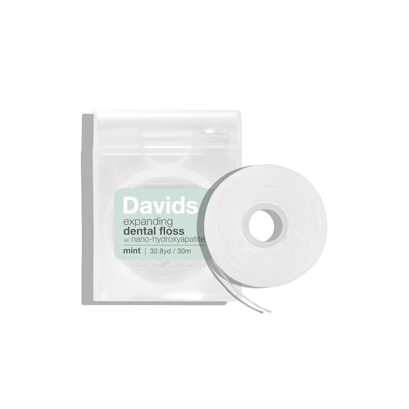 Davids Expanding Dental Floss + Refill w/Hydroxyapatite, No Break Woven