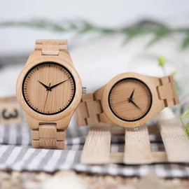 BOBO BIRD Men Women Handmade Bamboo Wooden Wrist Watch Scale Quartz Wrist Watch Lightweight Casual Sport Watches (Couple)