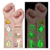  Partywind 132 PCS (12 Sheets) Glow-in-the-Dark Easter Temporary Tattoos for Kids: Basket Stuffers, Party Favors, Decorations, and Gifts for Boys and Girls