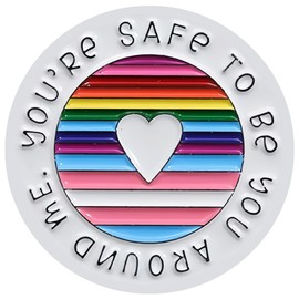 Rainbow Heart Safe Space Vinyl Stickers, Your Safe To Be You Around Me, 3 Inch Round, 3 Pack