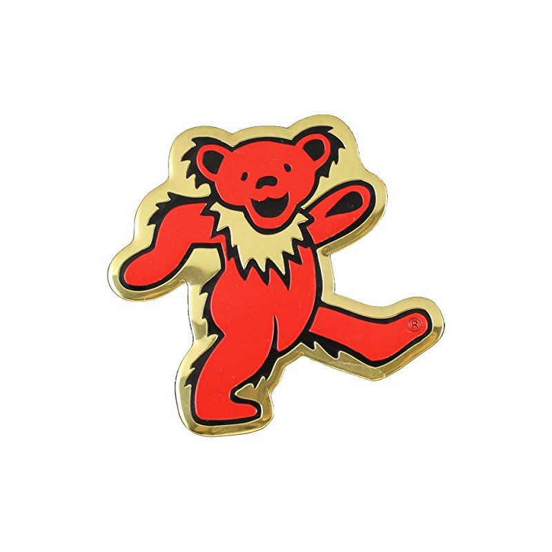 Visionary Grateful Dead Bear Metal Sticker, Gold, 8cm