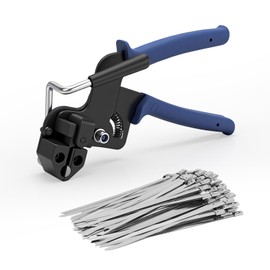 150 Stück Edelstahl Kabelbinder und Kabelbinderzange, 4,6 x 150 mm Kabelbinder Metall, Kabel binder Edelstahl mit Kabelbinderpistole, Kabelbinderwerkzeug zum Verriegeln und Schneiden