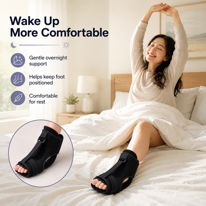 Adjustable Plantar Fasciitis Night Splint, Soft Foot Stretching Support Brace