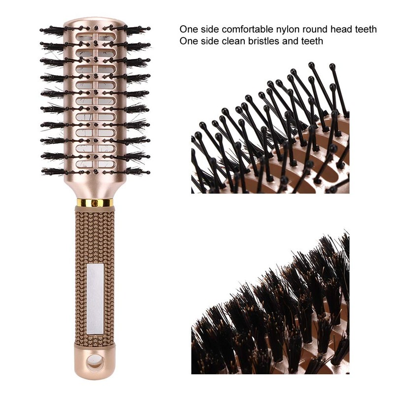 Anti-Static Hairdressing Comb, Double-Sided Nylon Bristle Hair Brush Styling Comb