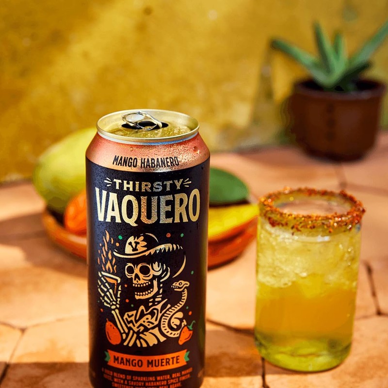 Thirsty Vaquero, Mango Habanero Flavored soda (Mango Muerte), Mexican-inspired soda,