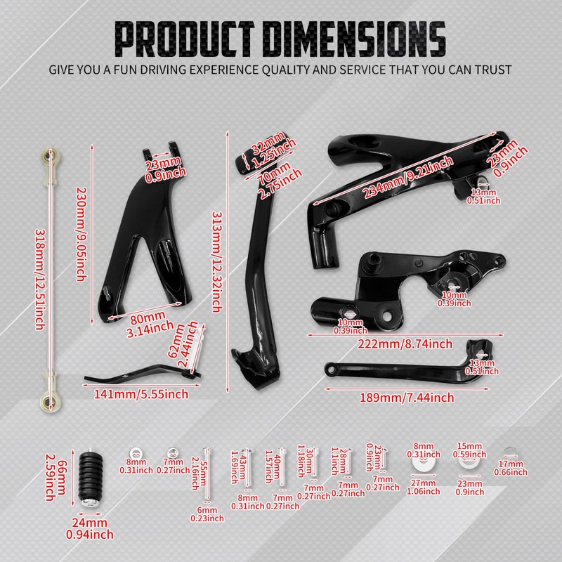 cooideamoto Forward Controls Pegs Kit Complete Levers Linkage Fit For