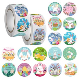 Pegatinas de 1 Pulgada, 2 PCS Etiquetas Adhesivas para Semana Santa, Pegatinas Redondas para Semana Santa, Festivales, Fiestas, Bolsos, Cajas y Sobres,500 Etiquetas por Rollo