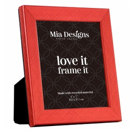 Mia Designs Picture Frame Cross Brushed Metallic Red 5x7 13x18 Cm Photo Frame for Desk, Wall and Table Top in Eco-friendly PS material Environmentally Friendly Freestanding Frame