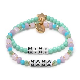 Little Words Project Mama and Mini Bracelet Set, The Original Word Bracelet, Made with Colorful Beads and Plated Brass Hardware, Handcrafted Design & Positive Message, Size ML and XXS