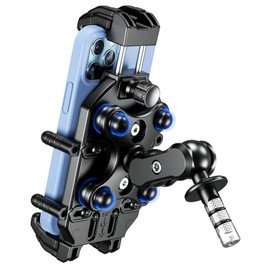 BRCOVAN Soporte antirrobo para teléfono de horquilla de motocicleta con amortiguador de vibraciones y bloqueo seguro de alta velocidad, resistente, tamaño ajustable, compatible con teléfono grande