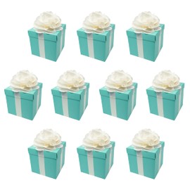 Party N Beyond Premium Large Centerpiece Textured Paper Gift, Favor, and Envelope Box - 6 x 6 x 6 Inch - Includes Paper Bow & Self Adhesive Ribbons, Robin Egg Blue (10 Count)